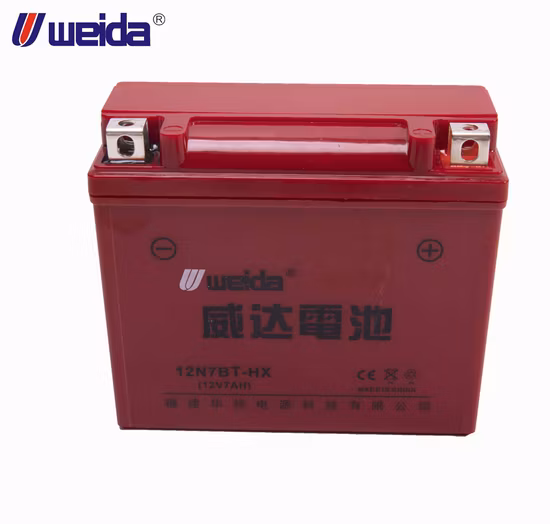 12n7b, maßgeschneiderte, hochwertige, sichere Blei-Säure-Elektro-7-Ah-Universal-Motorradbatterie, hergestellt von Weida
